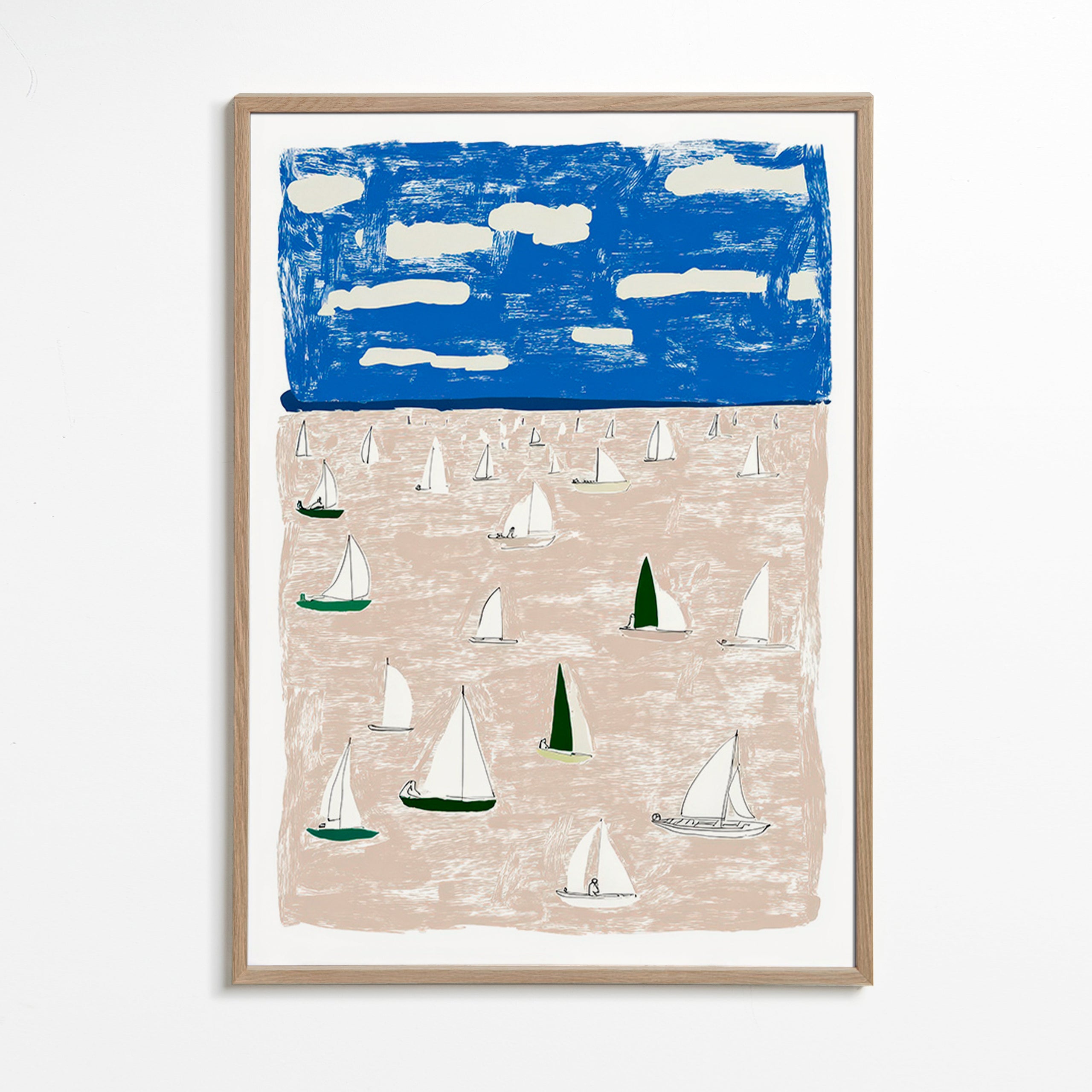 Landscape art with sailboats