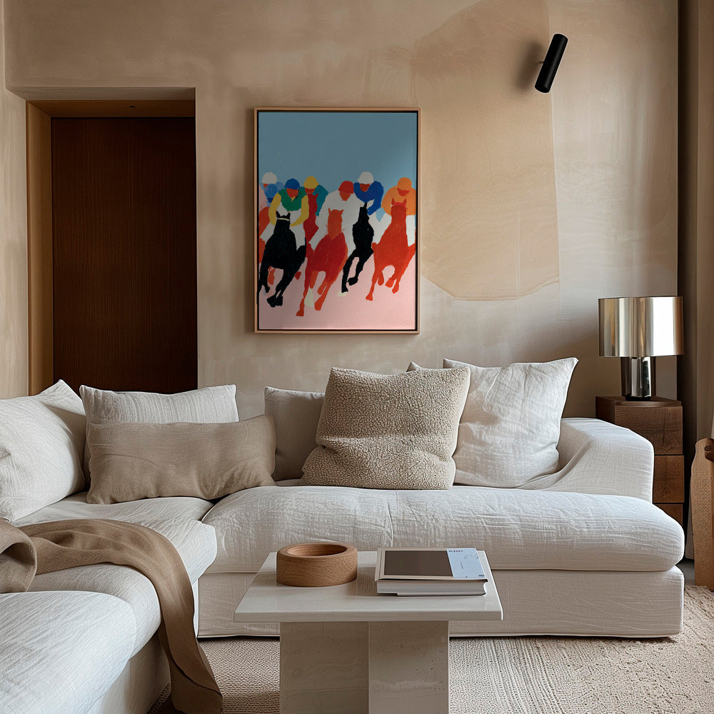 Sports art: colorful horse race