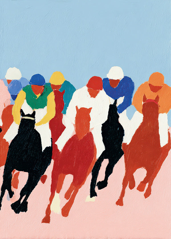 Sports art: colorful horse race