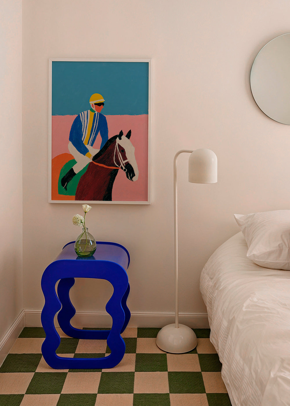 Cuadro deportivo con jockey y caballo en colores planos – Product2