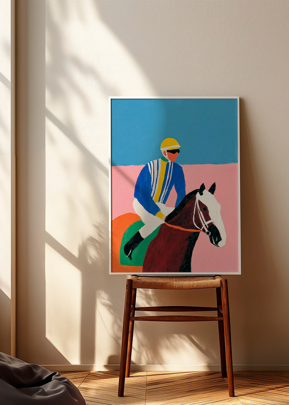 Cuadro deportivo con jockey y caballo en colores planos – Product3