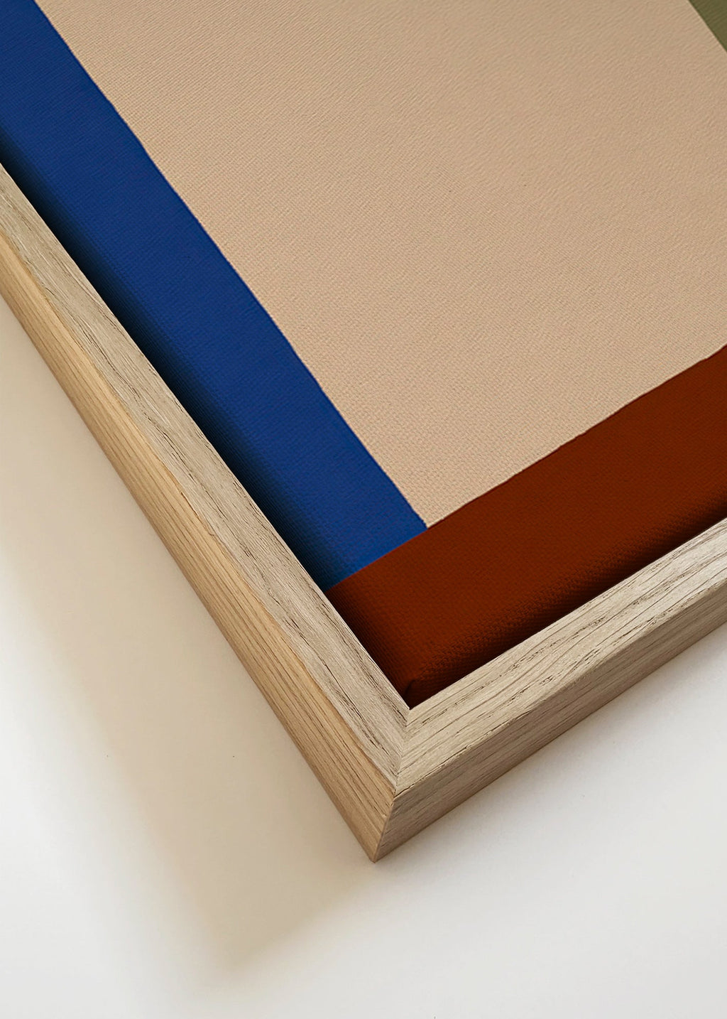 Cuadro geométrico con rectángulo central beige – Canvas detail