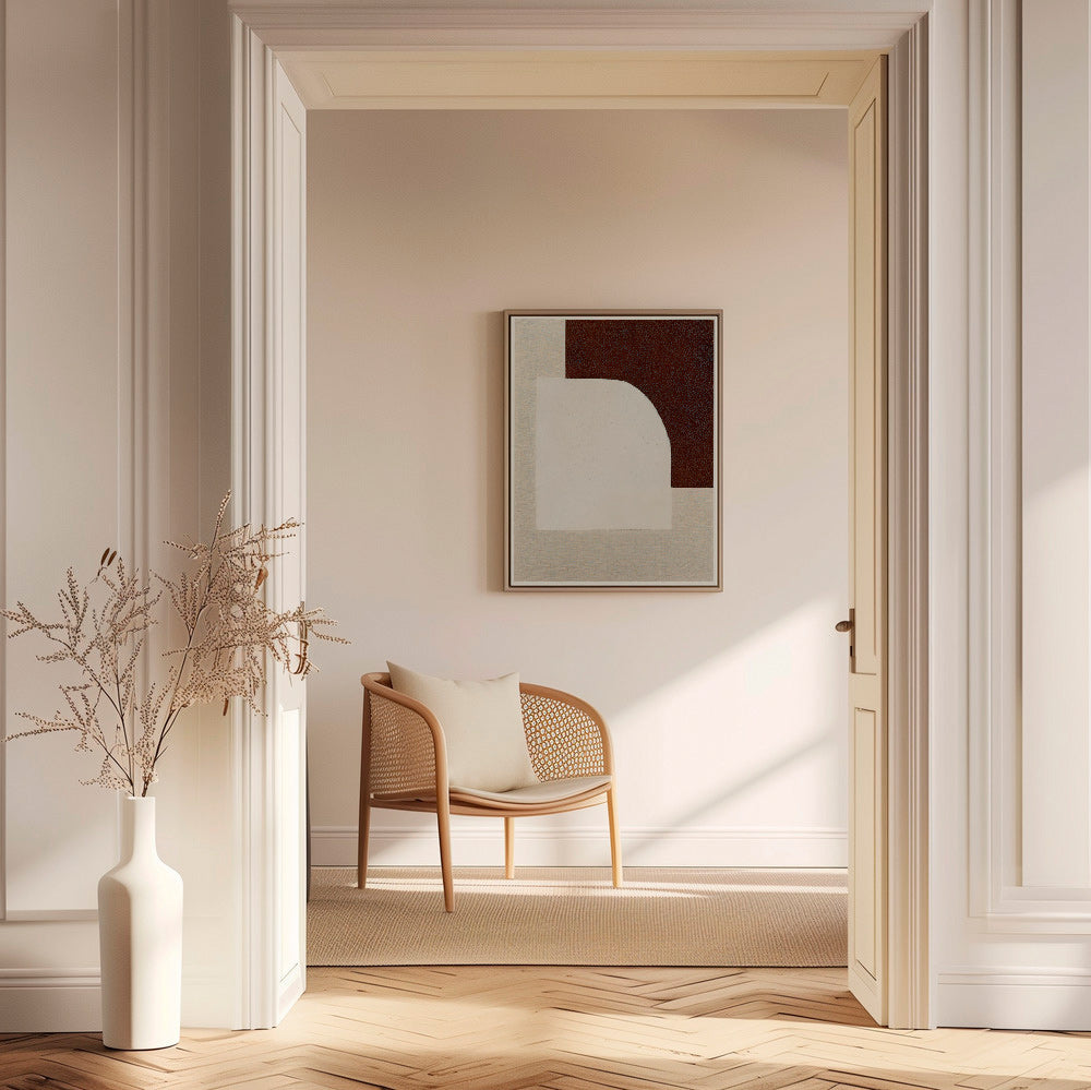 Abstract arch artwork in warm neutrals