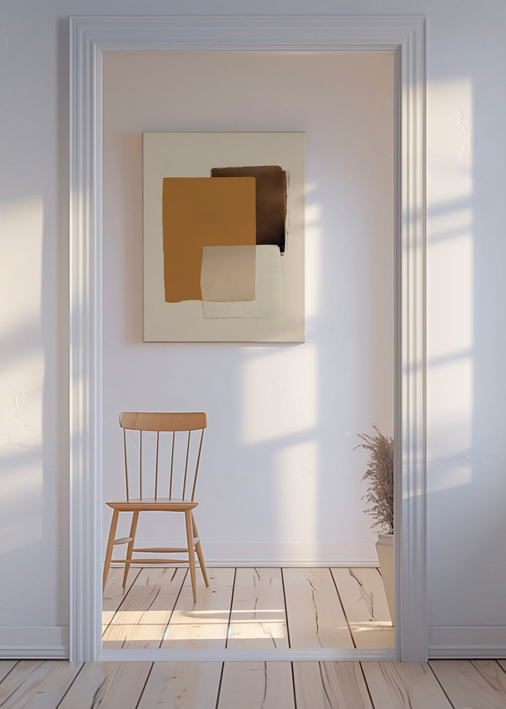 Abstract artwork in ochre layers