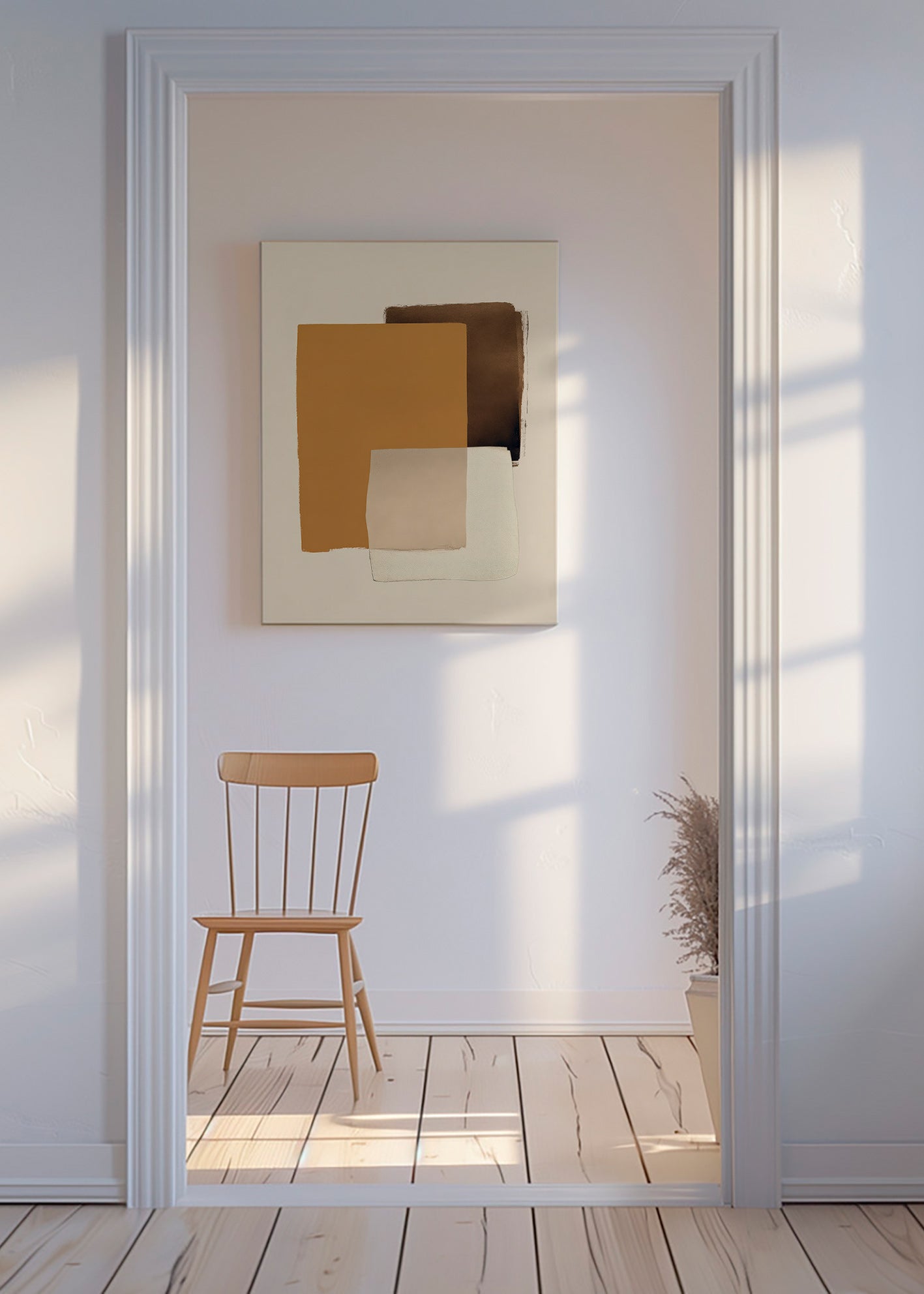 Abstract artwork in ochre layers