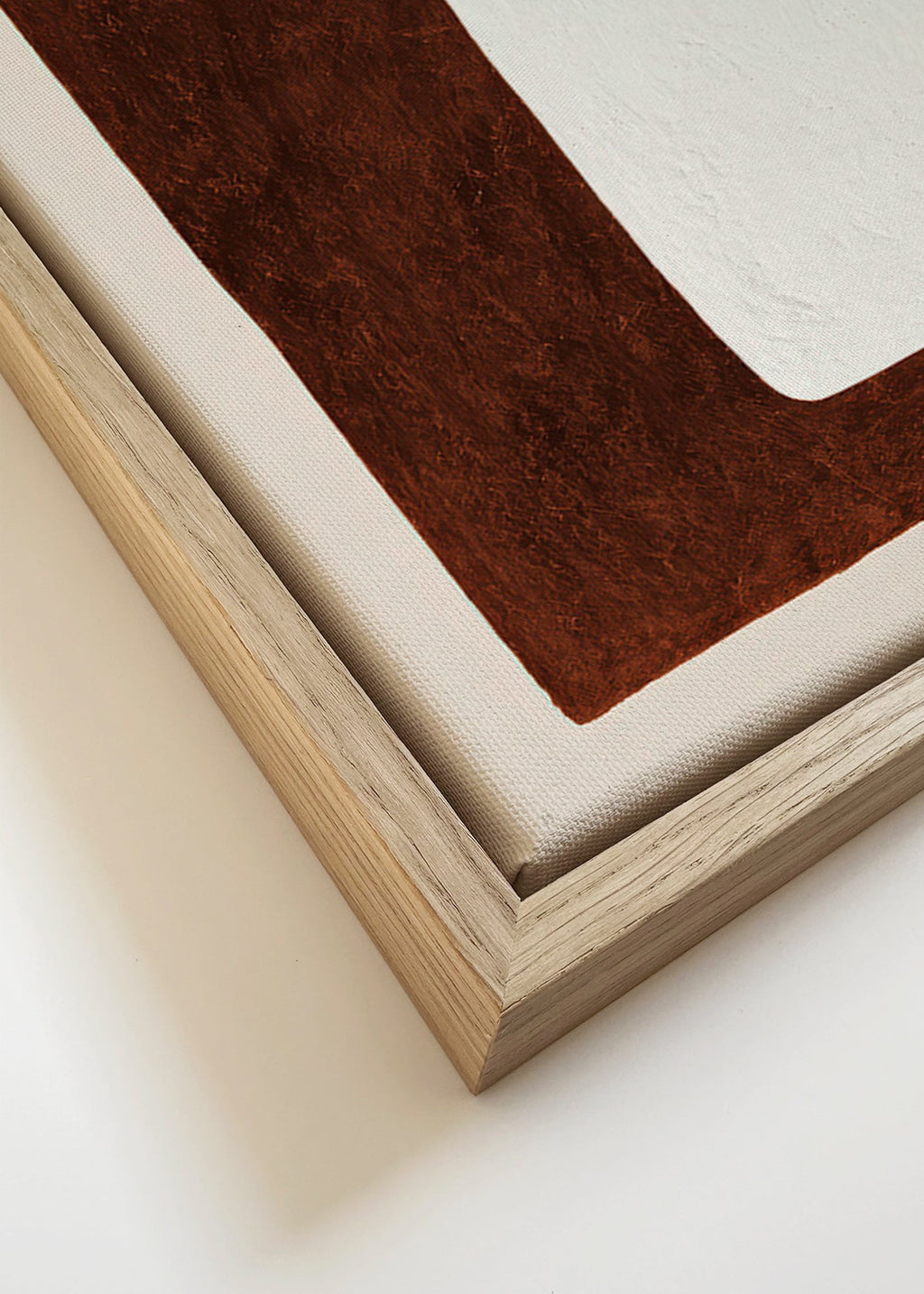 Cuadro abstracto: Forma chocolate minimal – Canvas detail