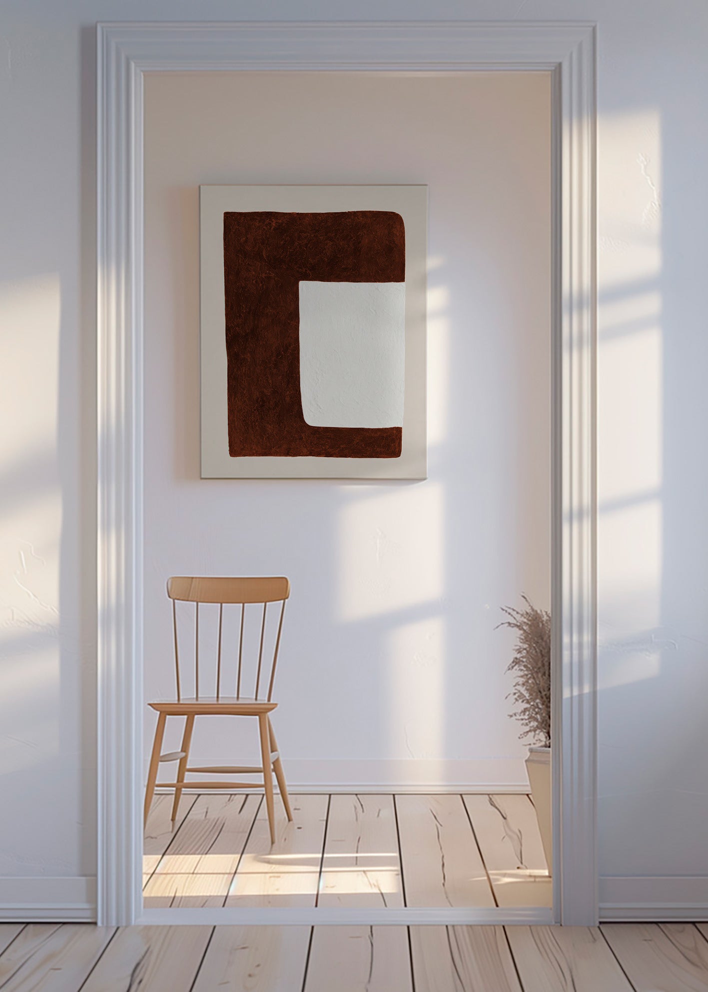 Cuadro abstracto: Forma chocolate minimal – Canvas
