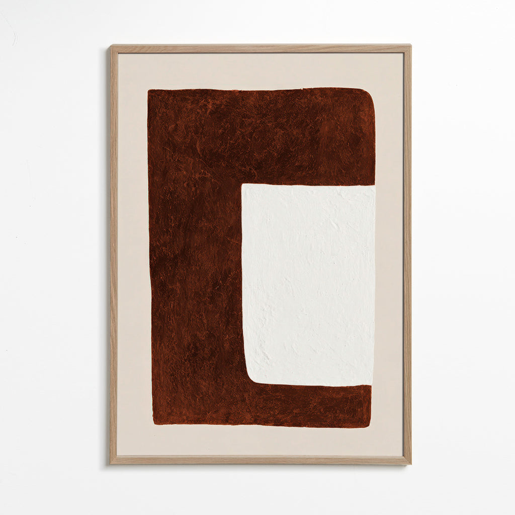 Cuadro abstracto: Forma chocolate minimal – Oak Frame