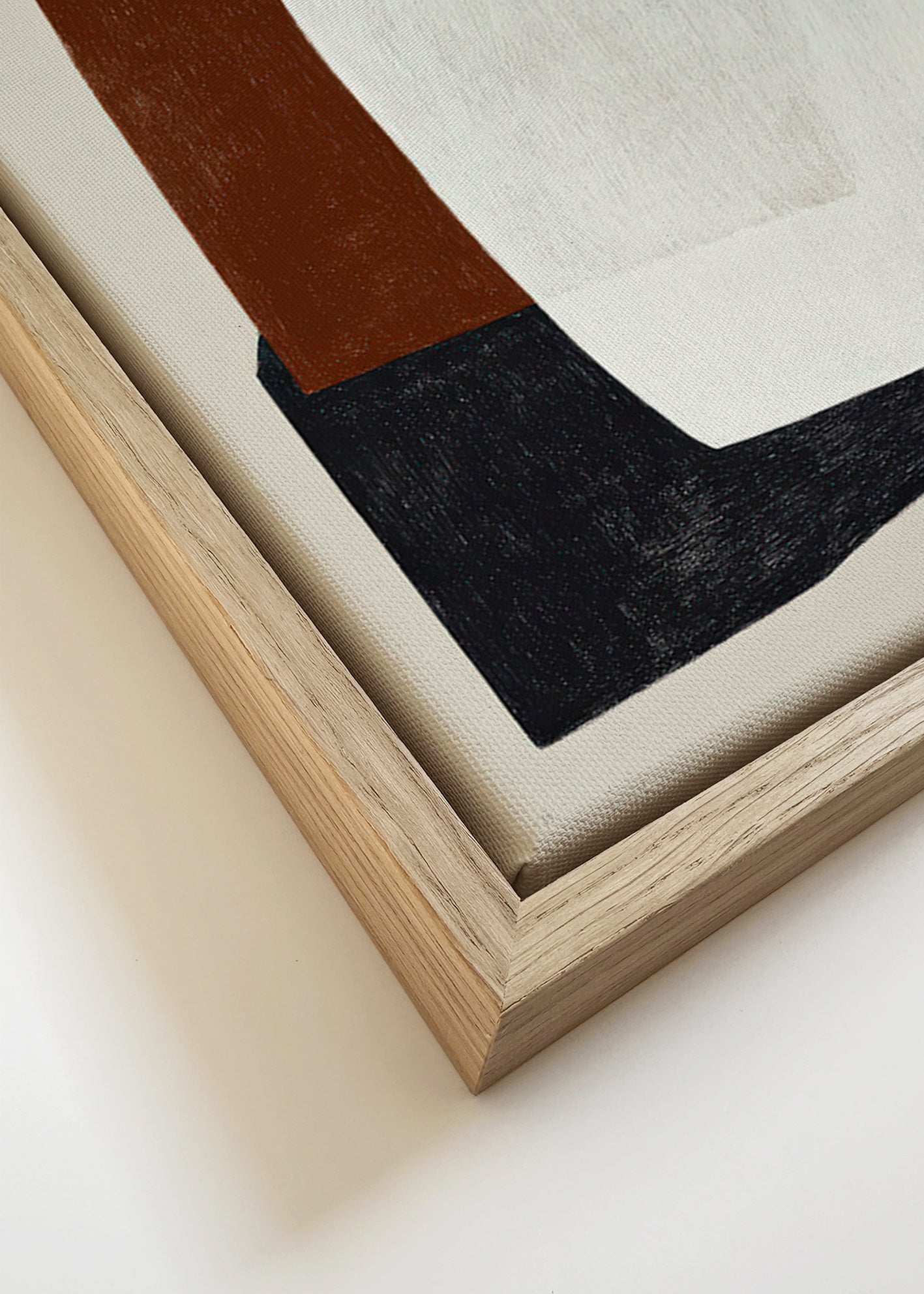 Cuadro geométrico en tonos tierra y bloques apilados – Canvas detail