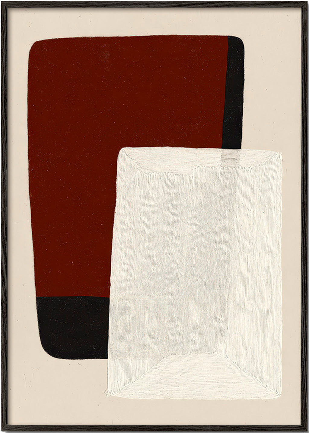 Cuadro abstracto de bloques tierra y blanco – Black Frame