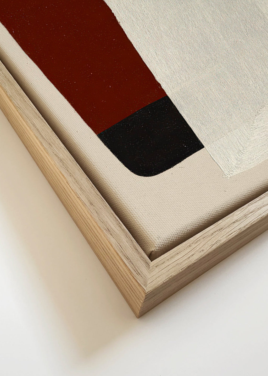 Cuadro abstracto de bloques tierra y blanco – Canvas detail