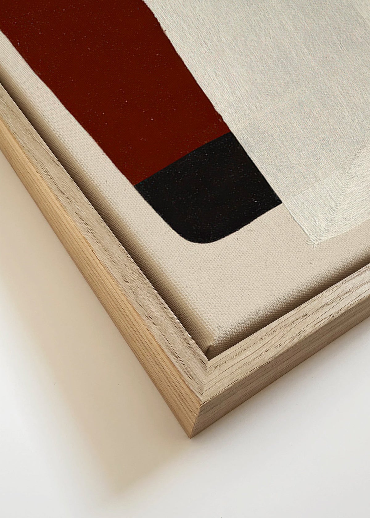Cuadro abstracto de bloques tierra y blanco – Canvas detail