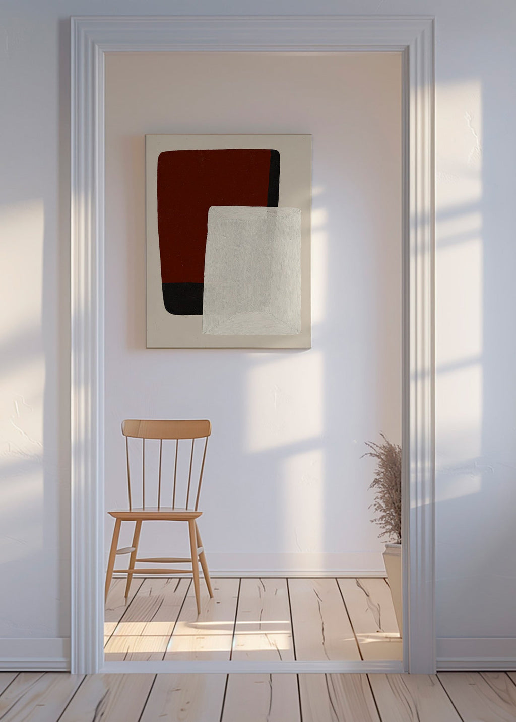 Cuadro abstracto de bloques tierra y blanco – Canvas