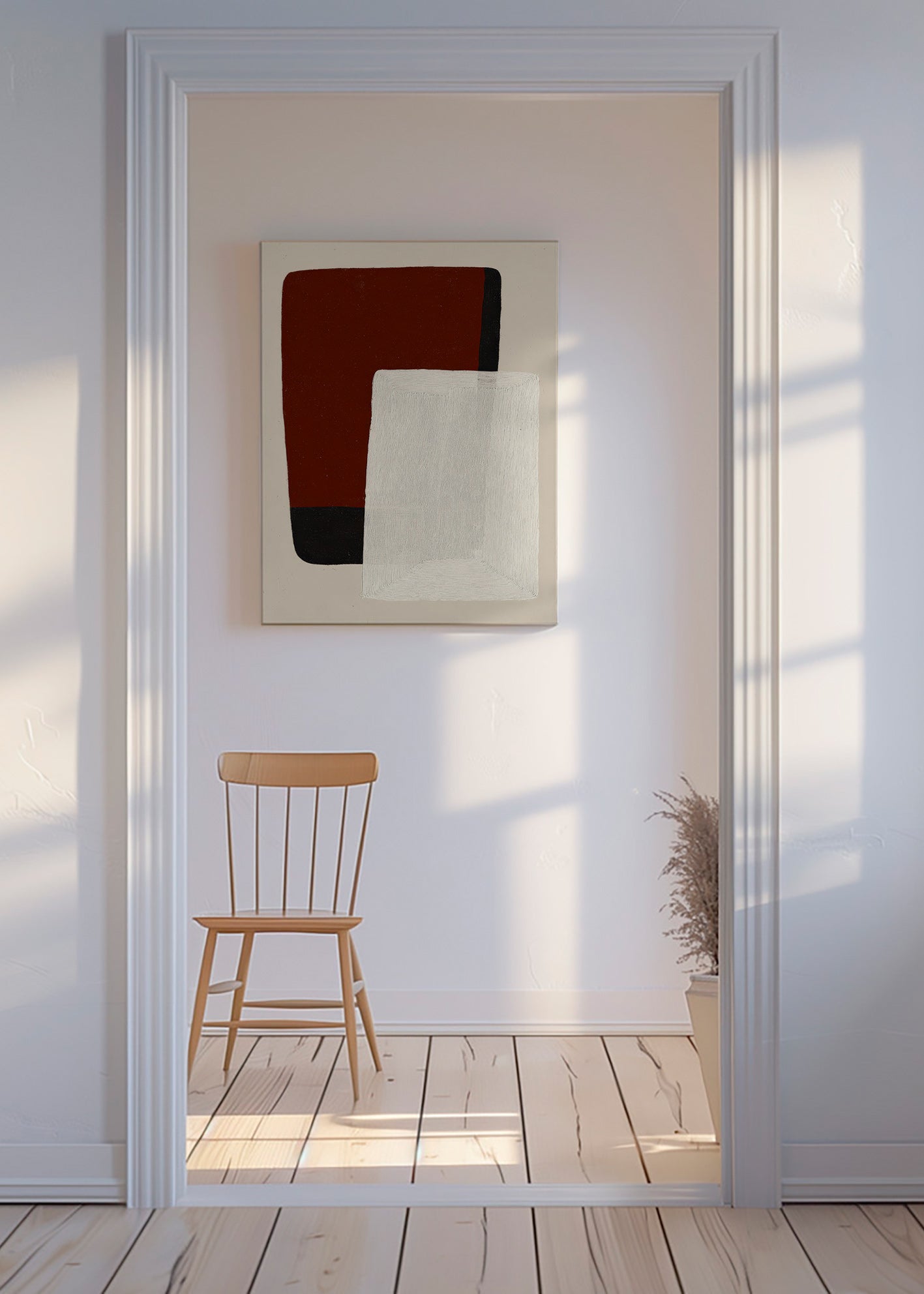 Cuadro abstracto de bloques tierra y blanco – Canvas