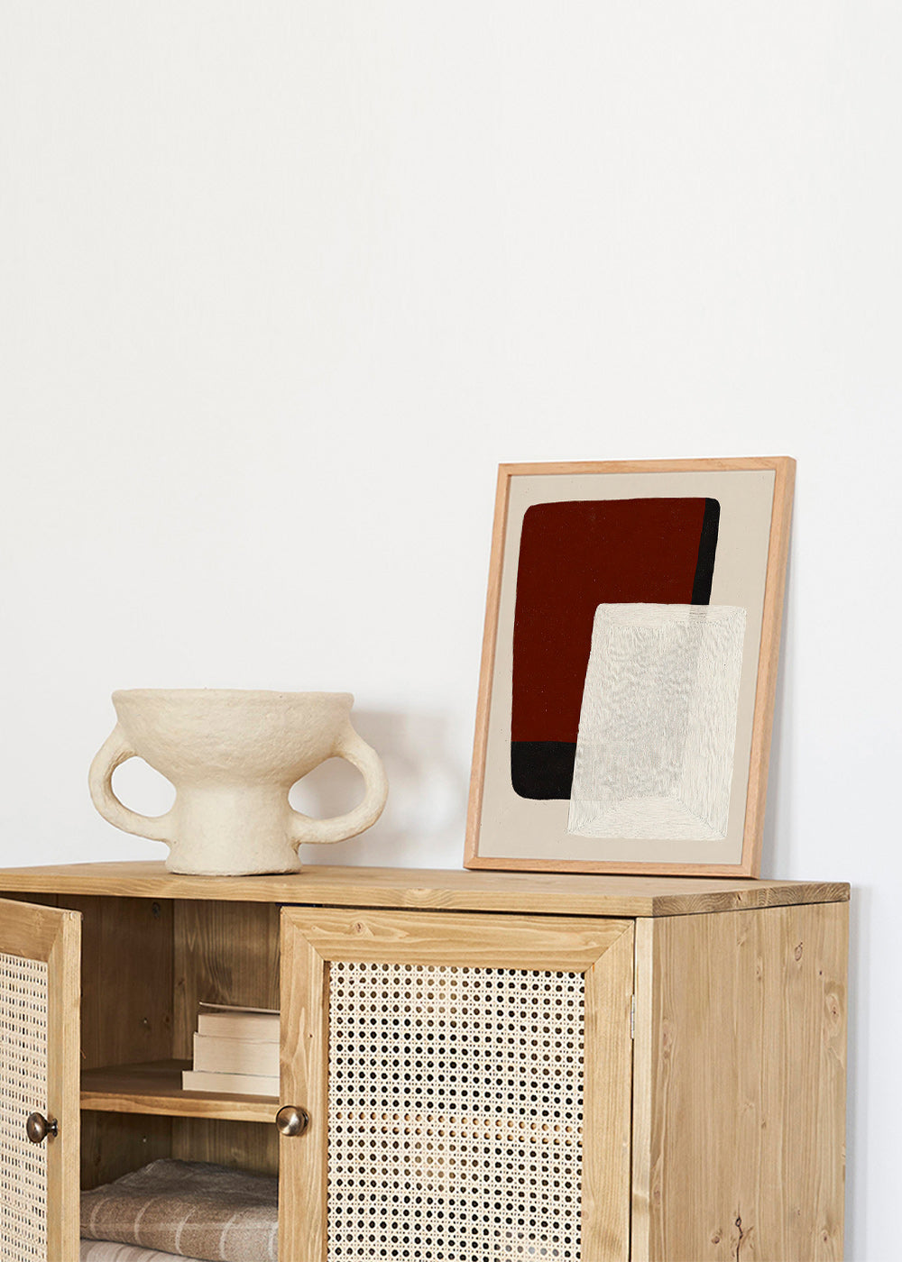 Cuadro abstracto de bloques tierra y blanco – Product3