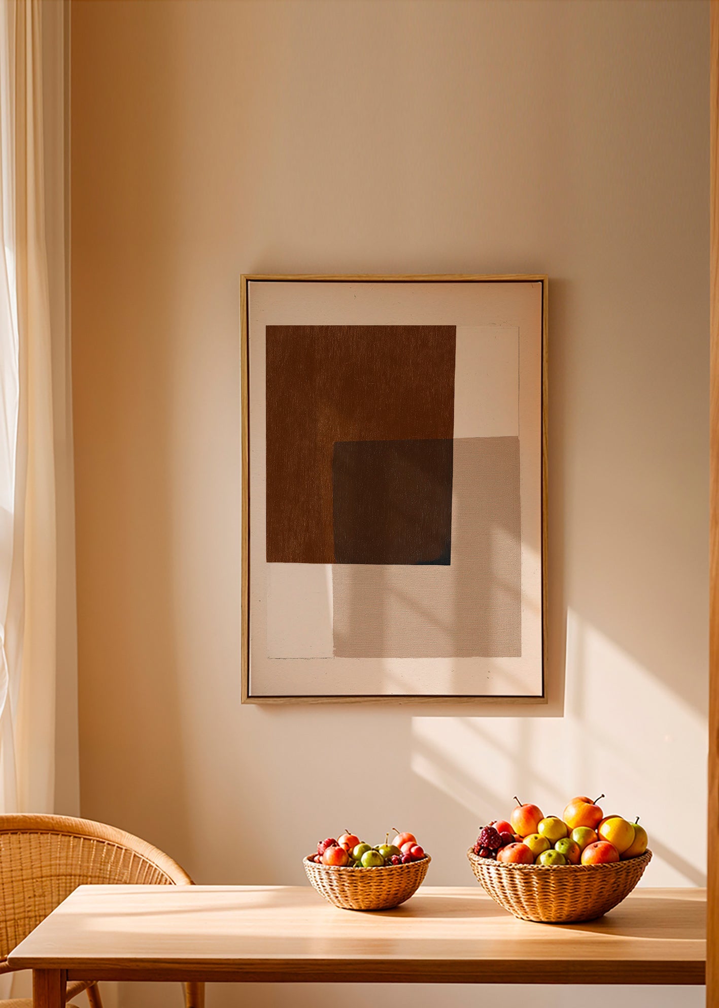 Minimalist design with earthy overlapping blocks