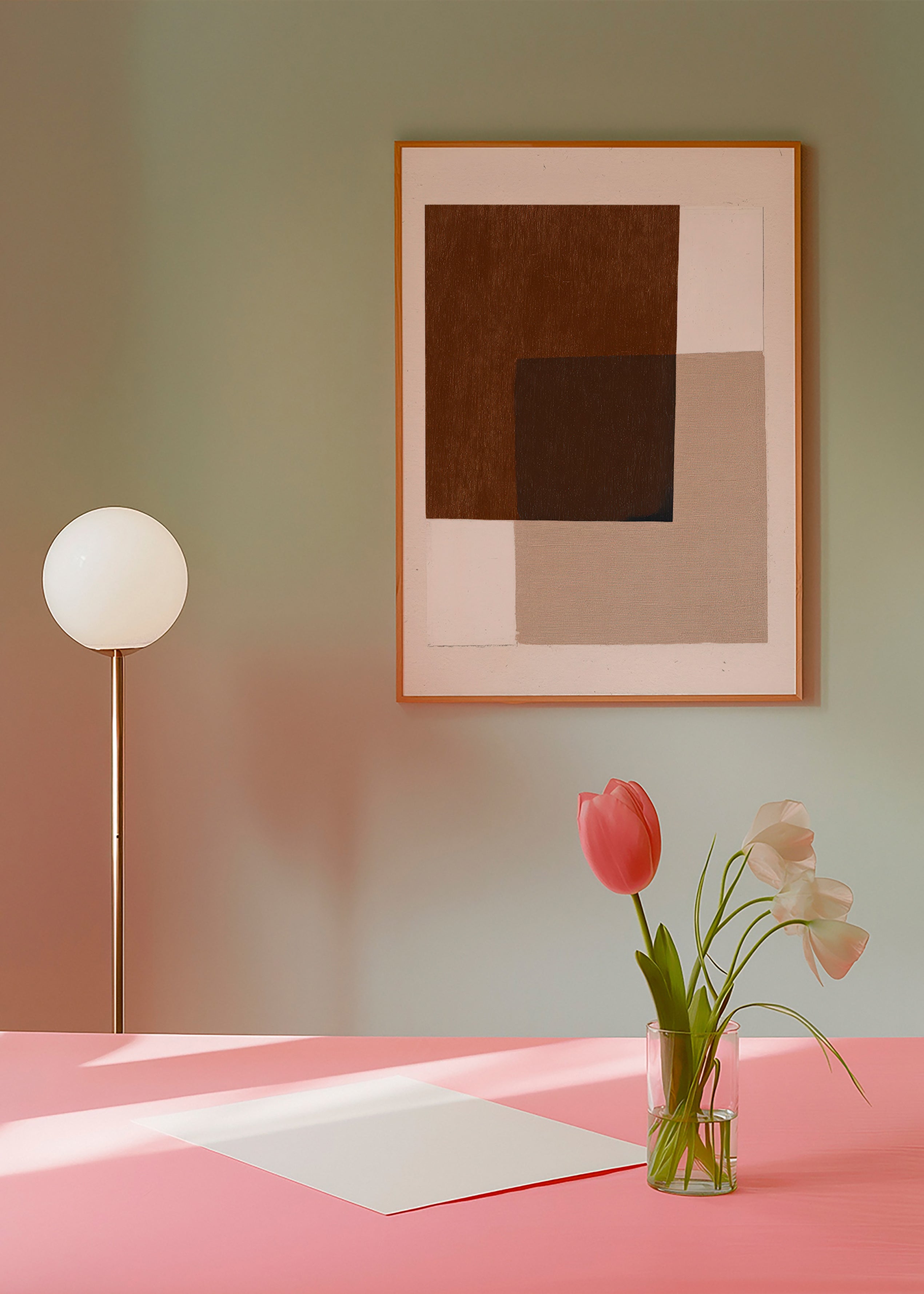 Minimalist design with earthy overlapping blocks