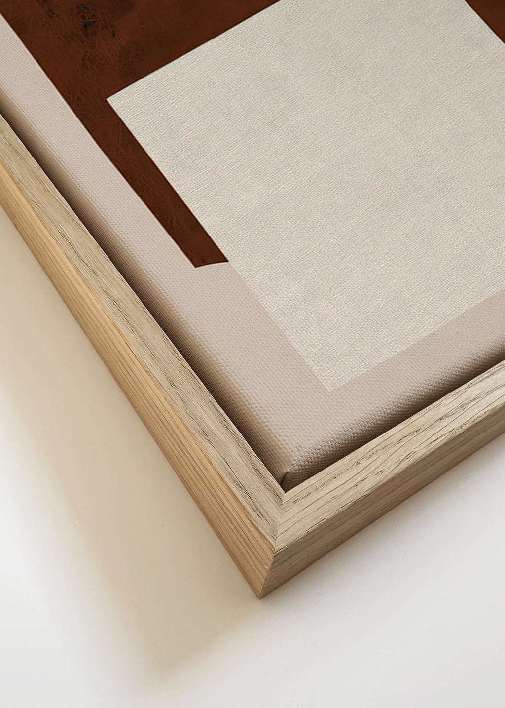 Cuadro minimalista con formas geométricas marrón y crema – Canvas detail