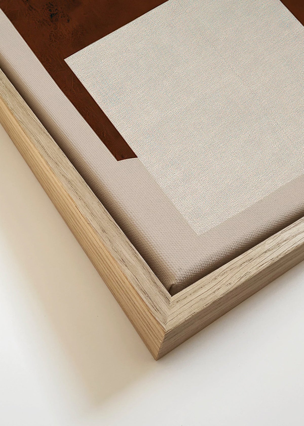 Cuadro minimalista con formas geométricas marrón y crema – Canvas detail