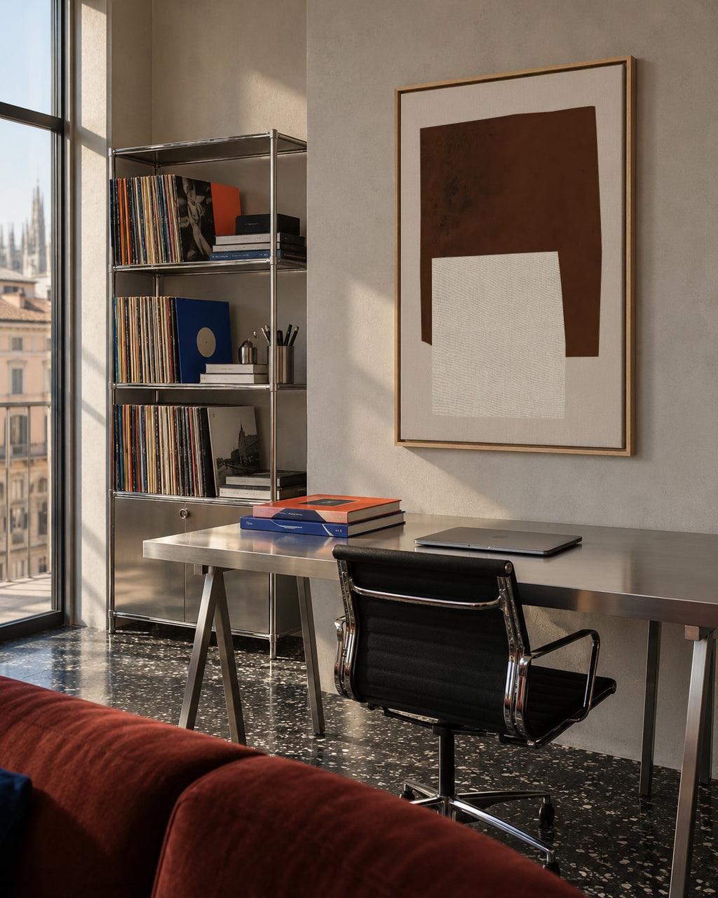 Brown Horizon - Framed canvas in an interior