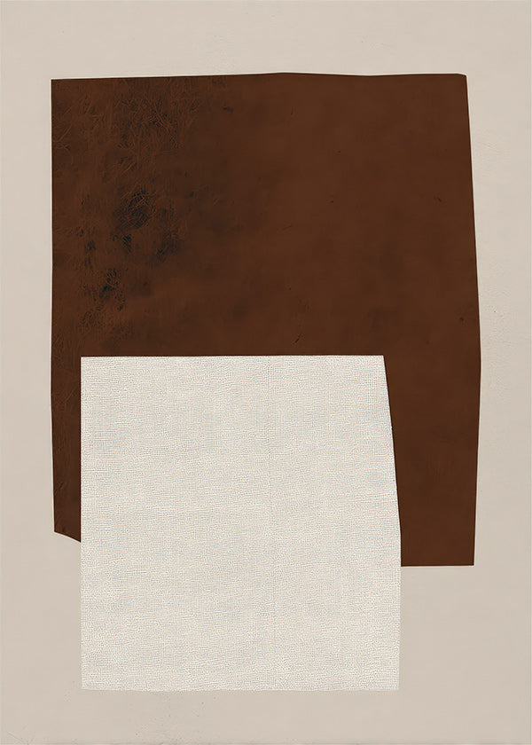 Cuadro minimalista con formas geométricas marrón y crema