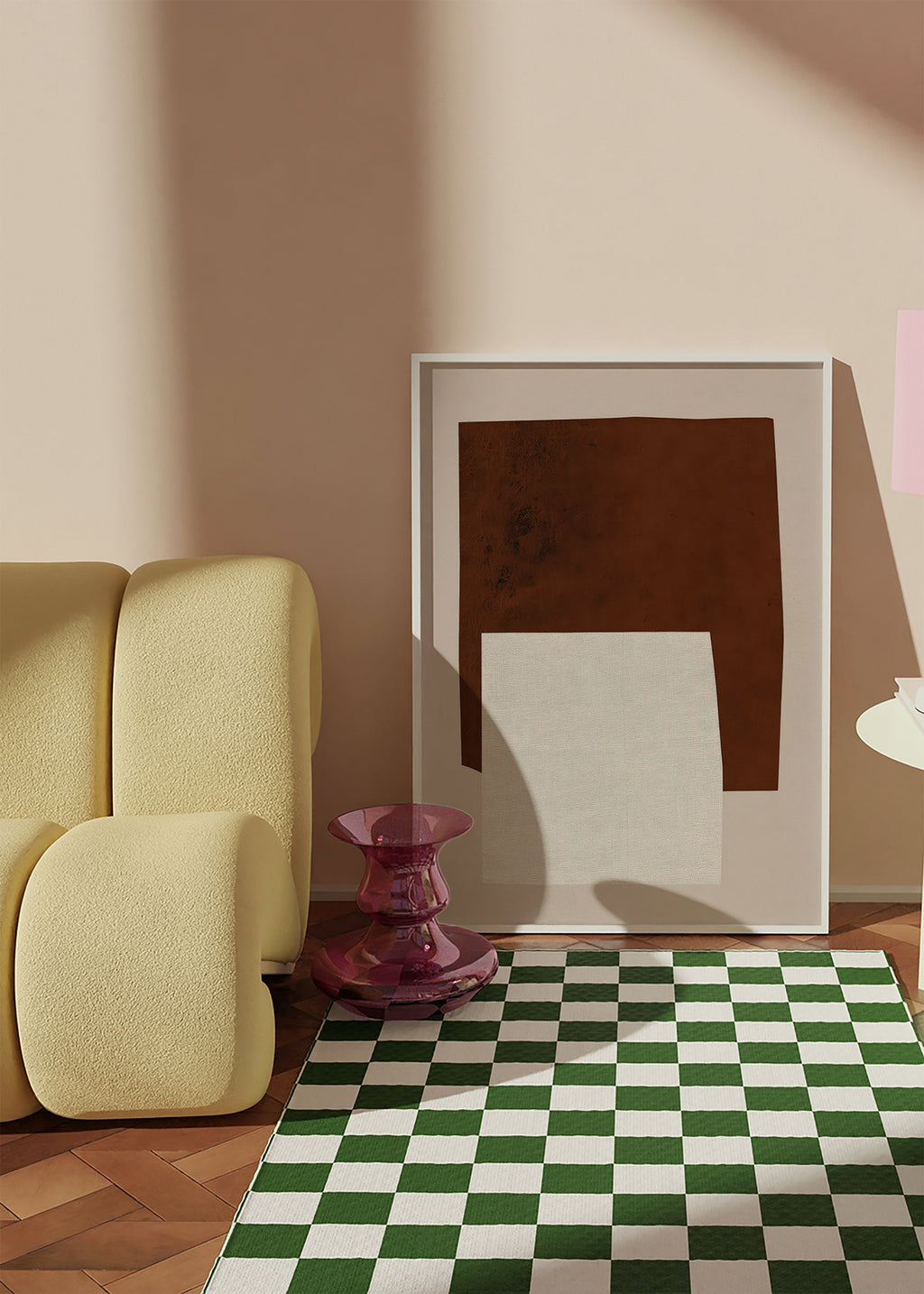 Cuadro minimalista con formas geométricas marrón y crema – Product3