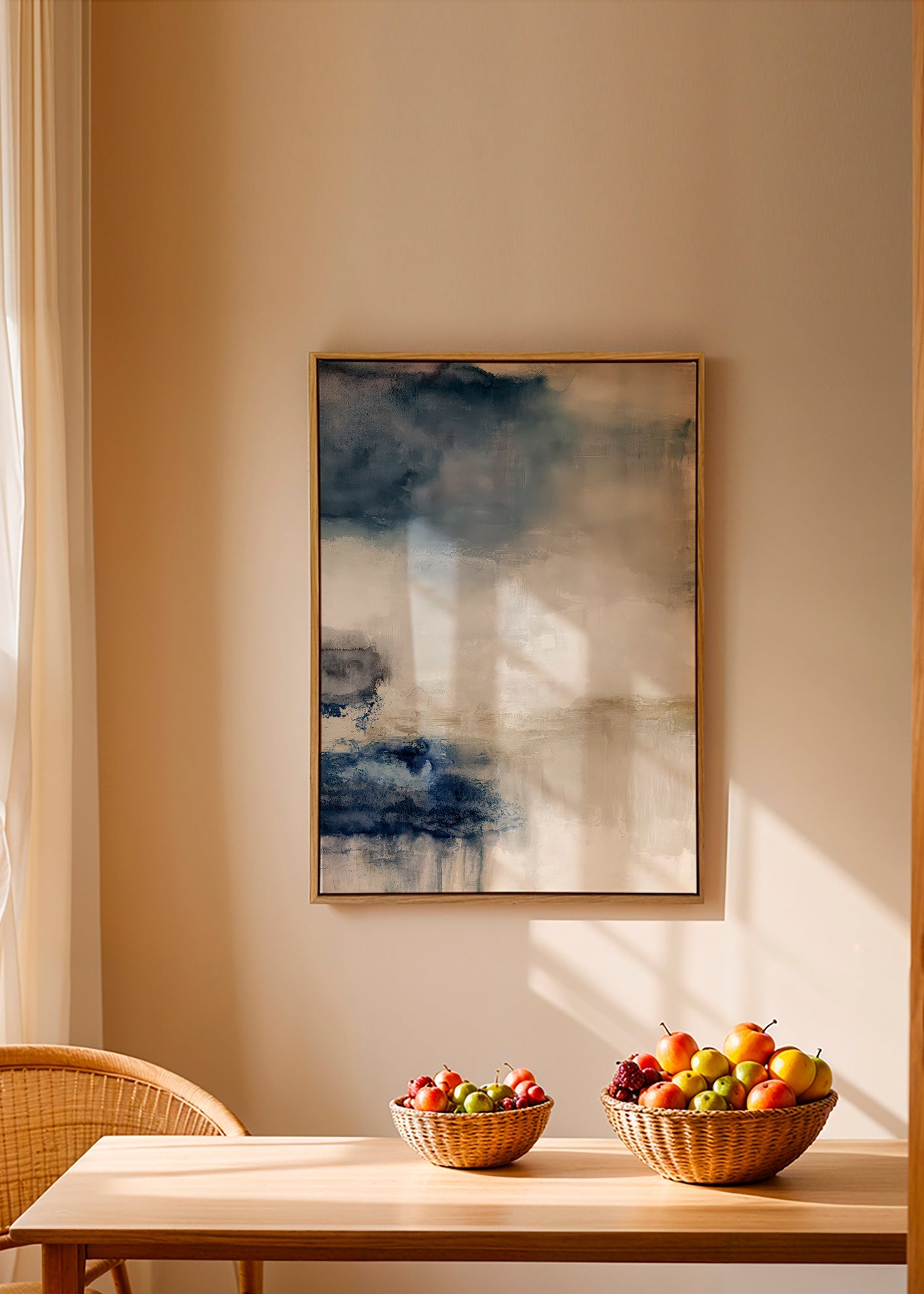 Cuadro abstracto en azul y beige – Canvas1