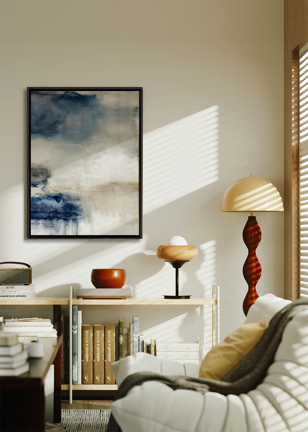 Cuadro abstracto en azul y beige – Canvas2
