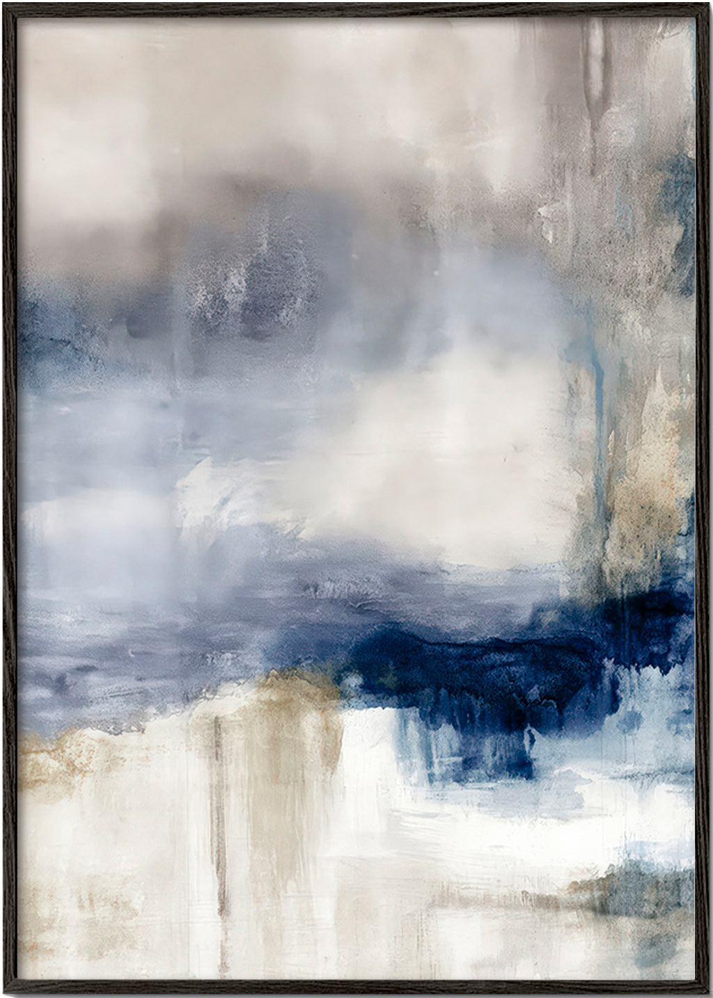 Abstract artwork in blue and beige with soft texture