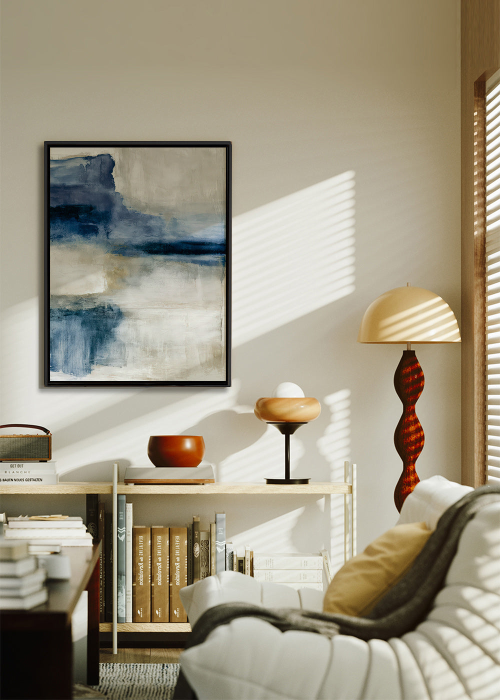 Cuadro abstracto con lago y bruma – Canvas1