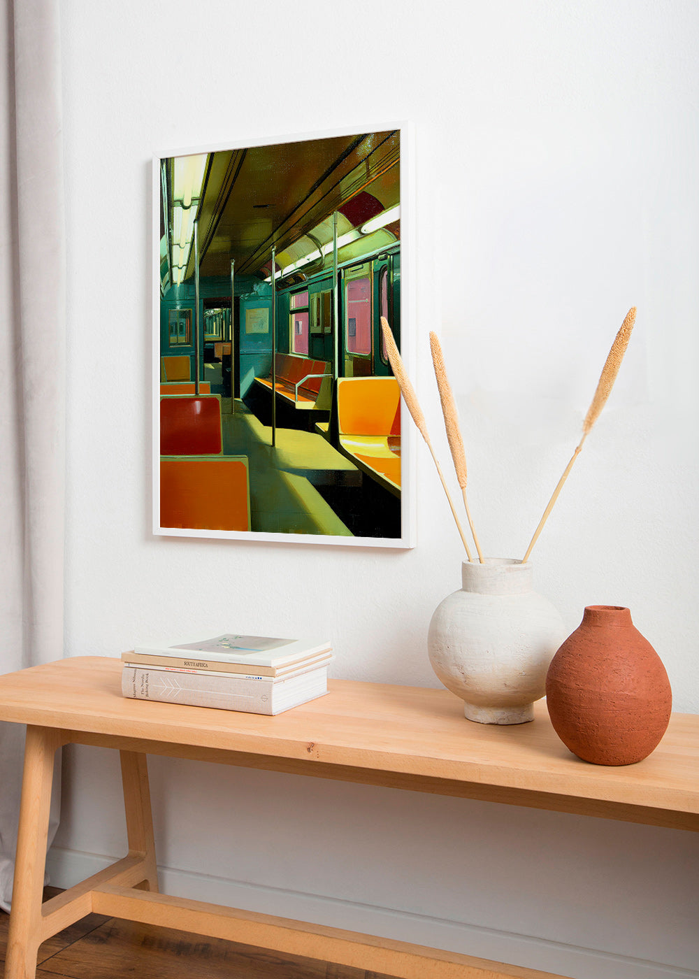 Cuadro de ciudades con vagón de metro iluminado – Product2