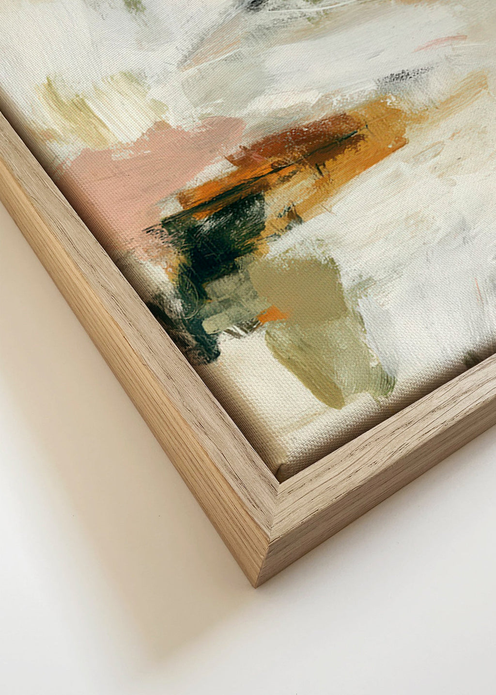 Cuadro abstracto con horizonte suave y pinceladas orgánicas – Canvas detail