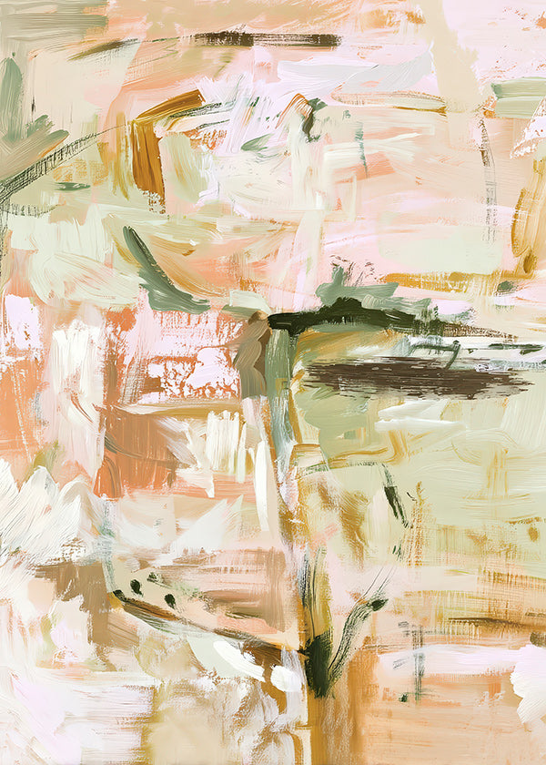 Lámina botánica abstracta en tonos pastel