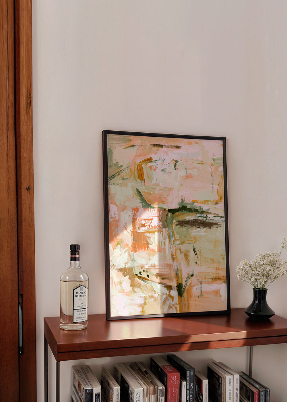 Botanical print with soft pastel strokes