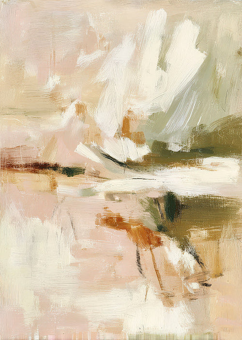 Abstract artwork with soft petals and brush gesture