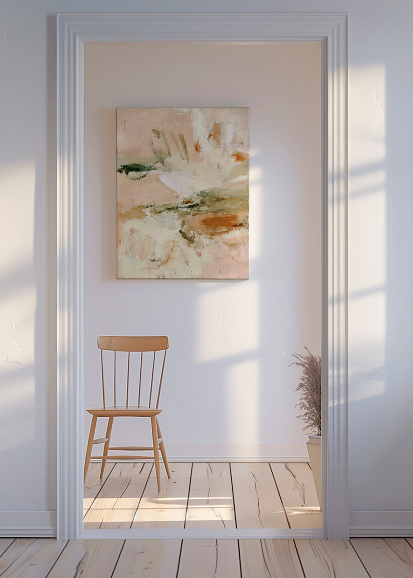 Lámina botánica abstracta en rosa y beige – Canvas