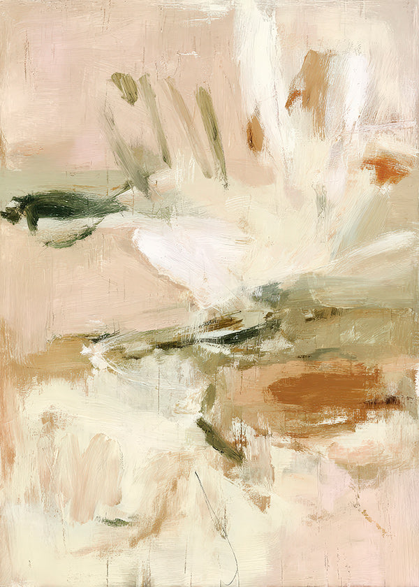 Lámina botánica abstracta en rosa y beige