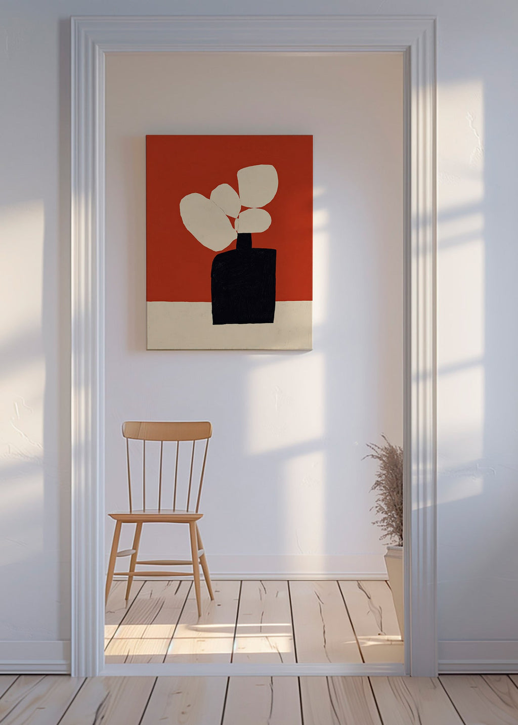 Lámina botánica con jarrón negro – Canvas