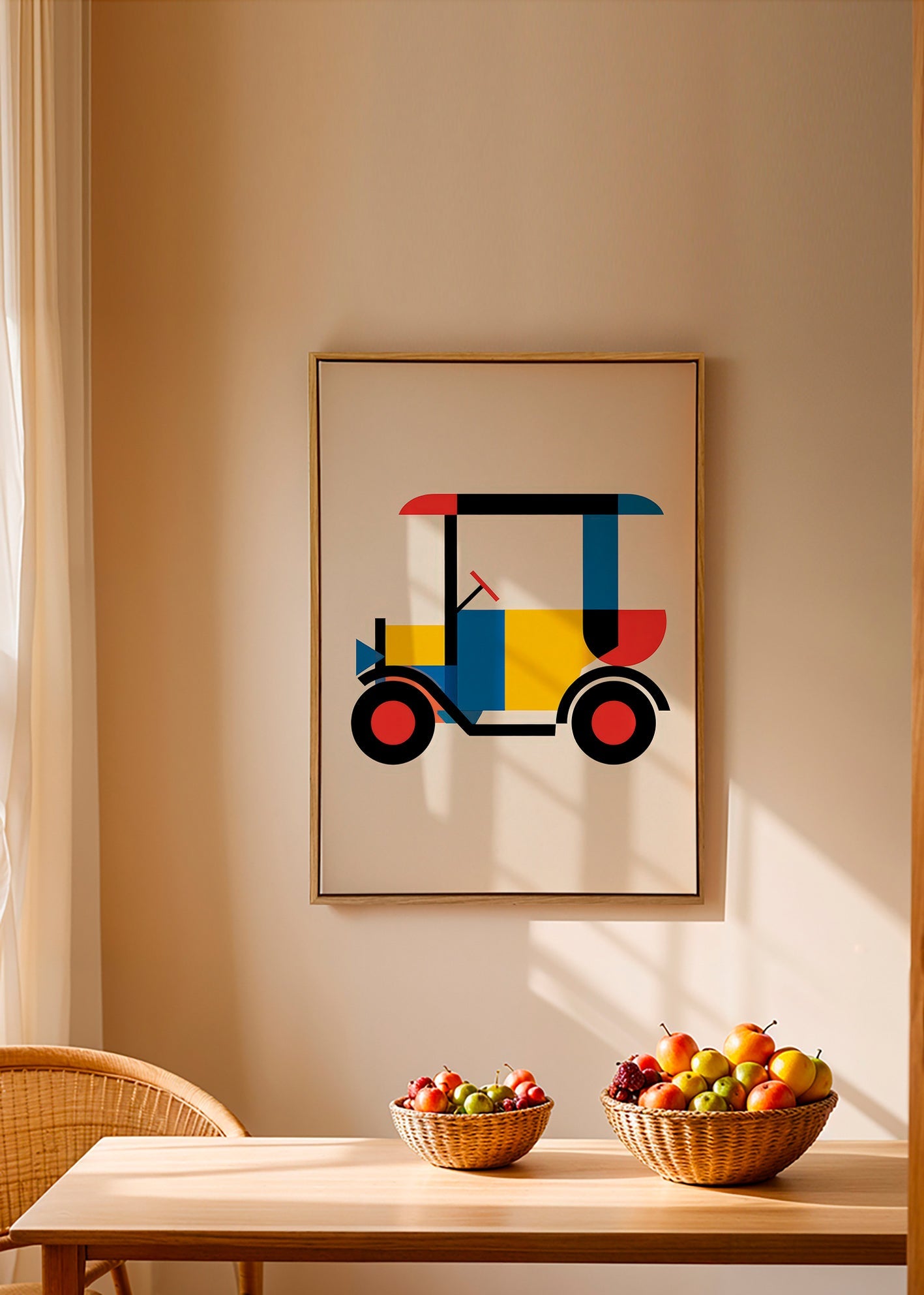 Cuadro geométrico coche estilizado Bauhaus – Canvas1