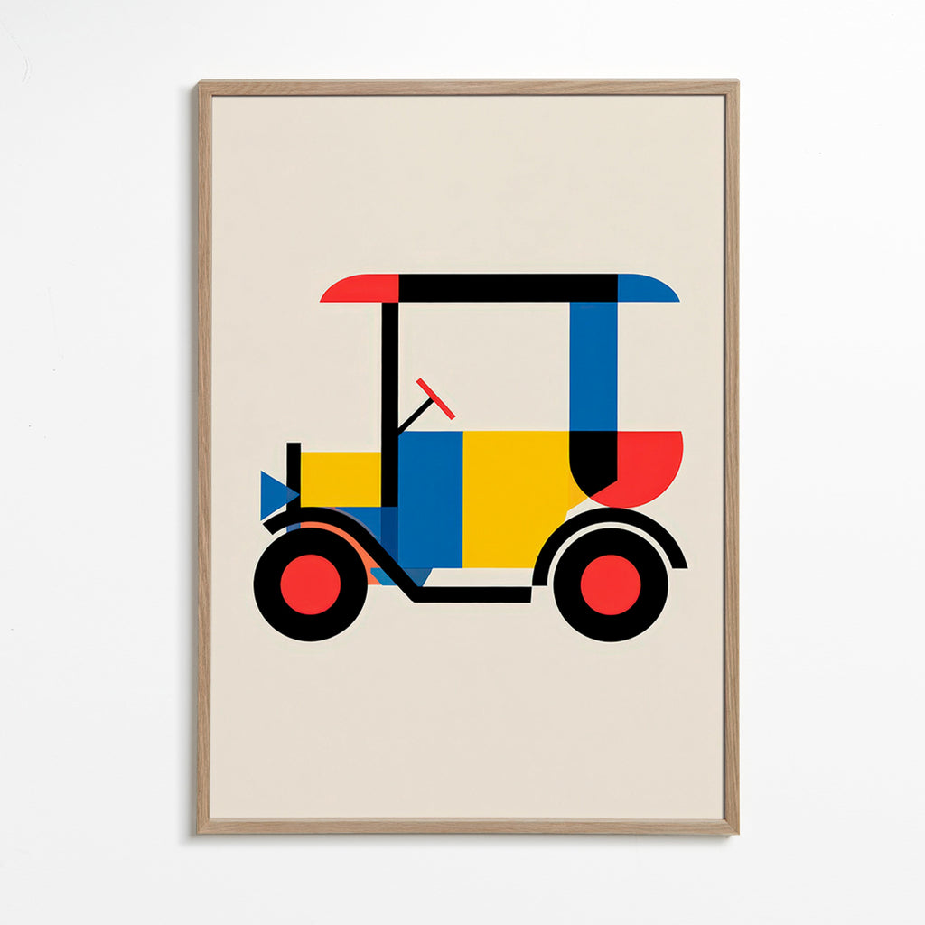 Cuadro geométrico coche estilizado Bauhaus – Oak Frame