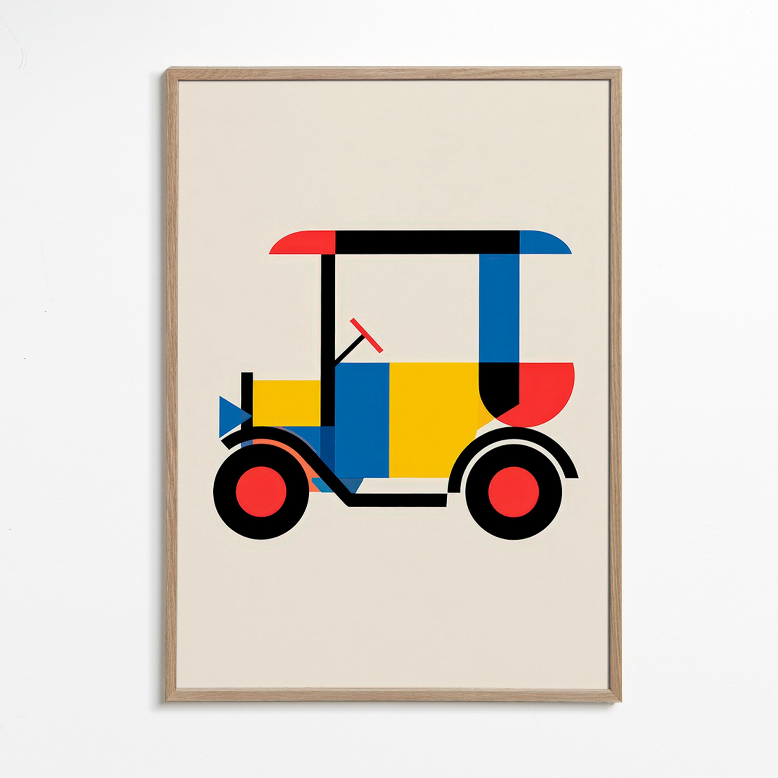 Cuadro geométrico coche estilizado Bauhaus – Oak Frame