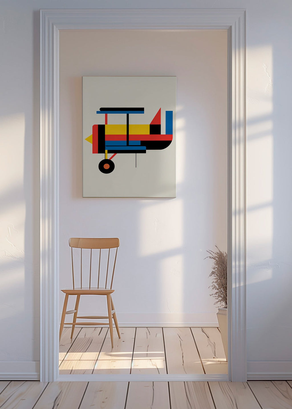 Geometric poster stylized biplane