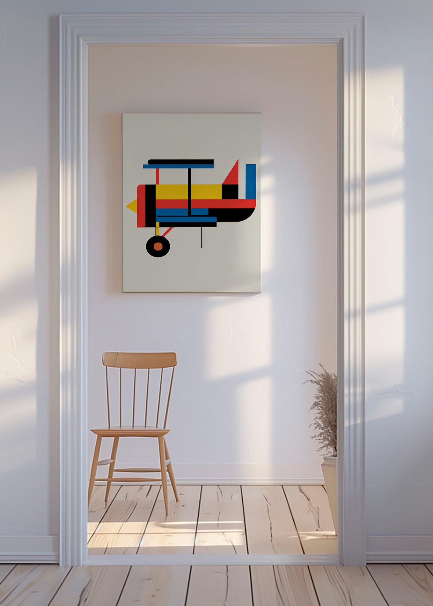 Geometric poster stylized biplane