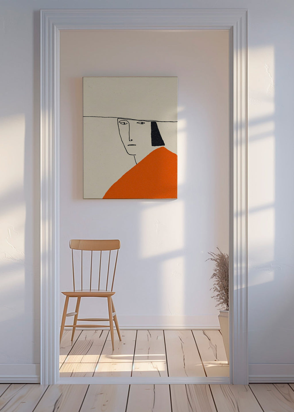 Minimal illustration with orange cloak