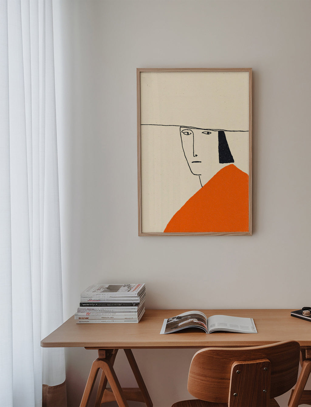 Minimal illustration with orange cloak
