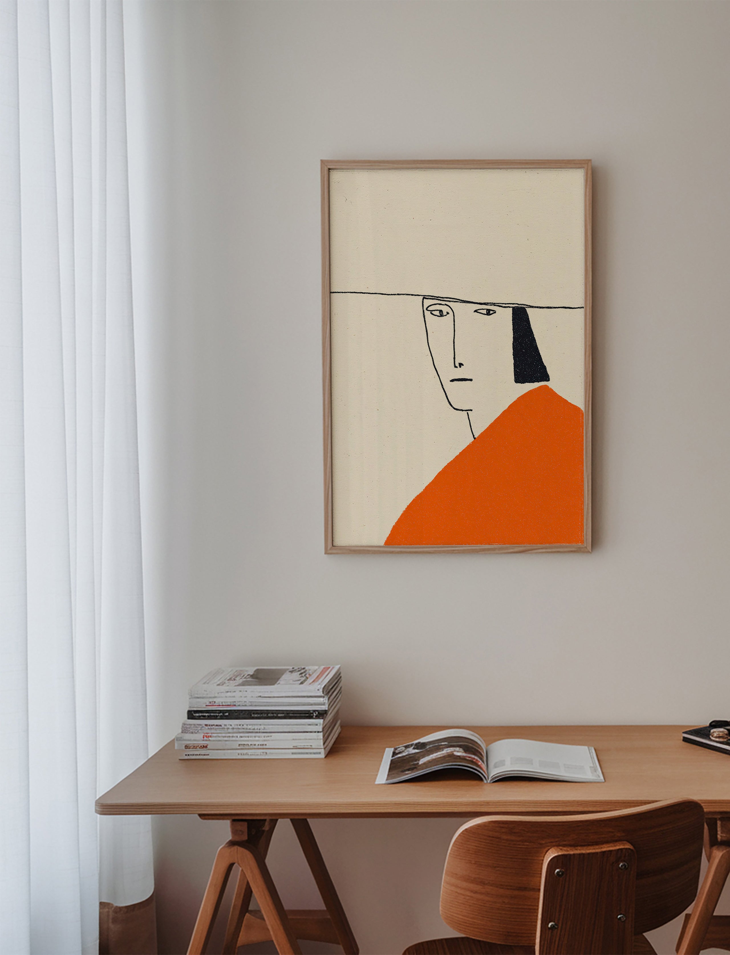Minimal illustration with orange cloak