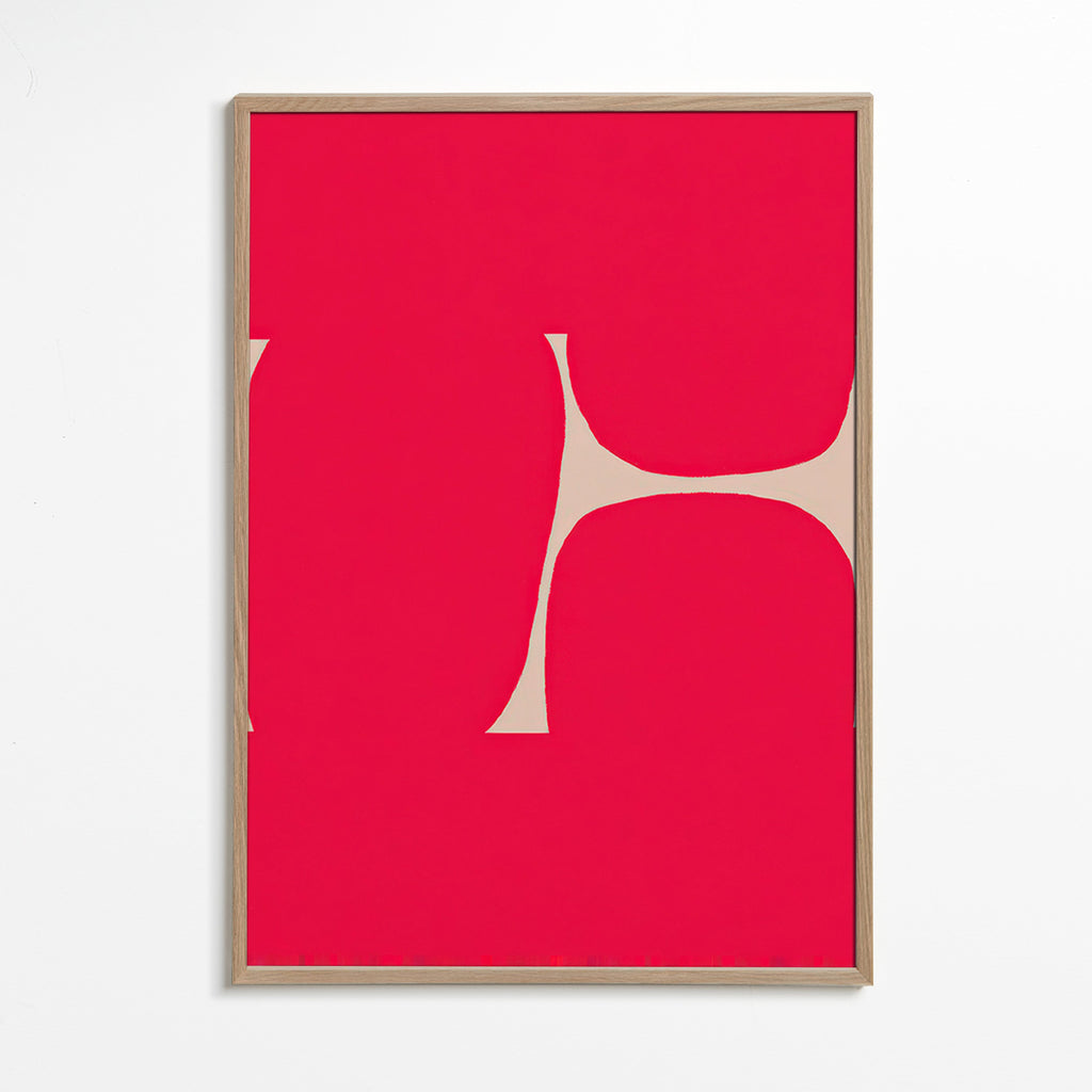 Cuadro abstracto Curva carmesí – Oak Frame