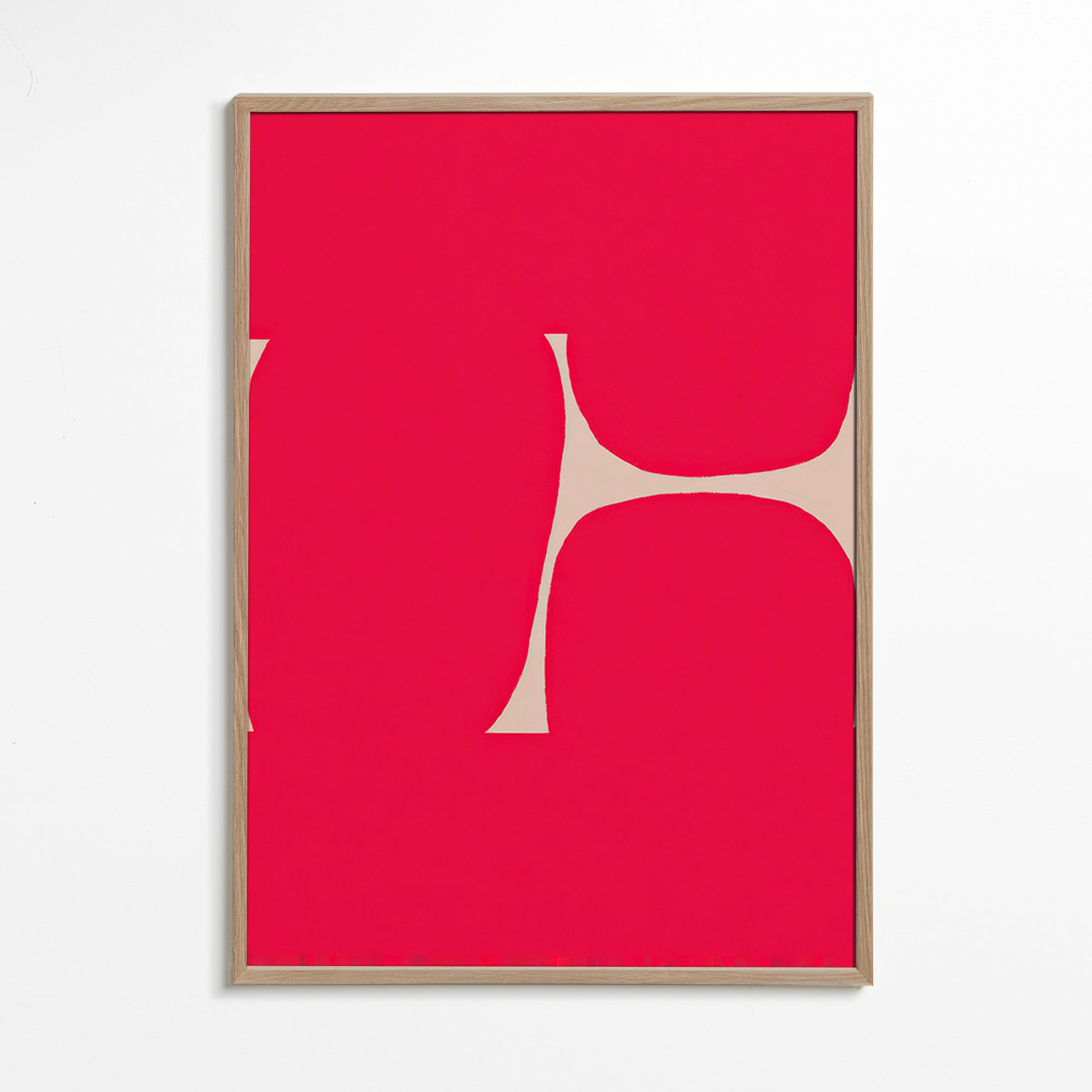 Cuadro abstracto Curva carmesí – Oak Frame