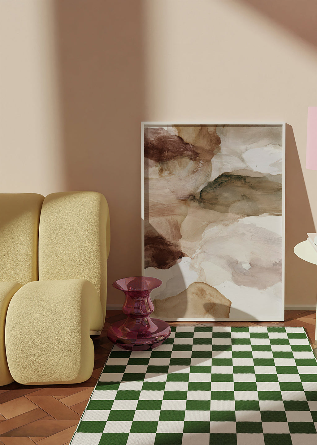 Cuadro abstracto tonos tierra y pinceladas suaves – Product1