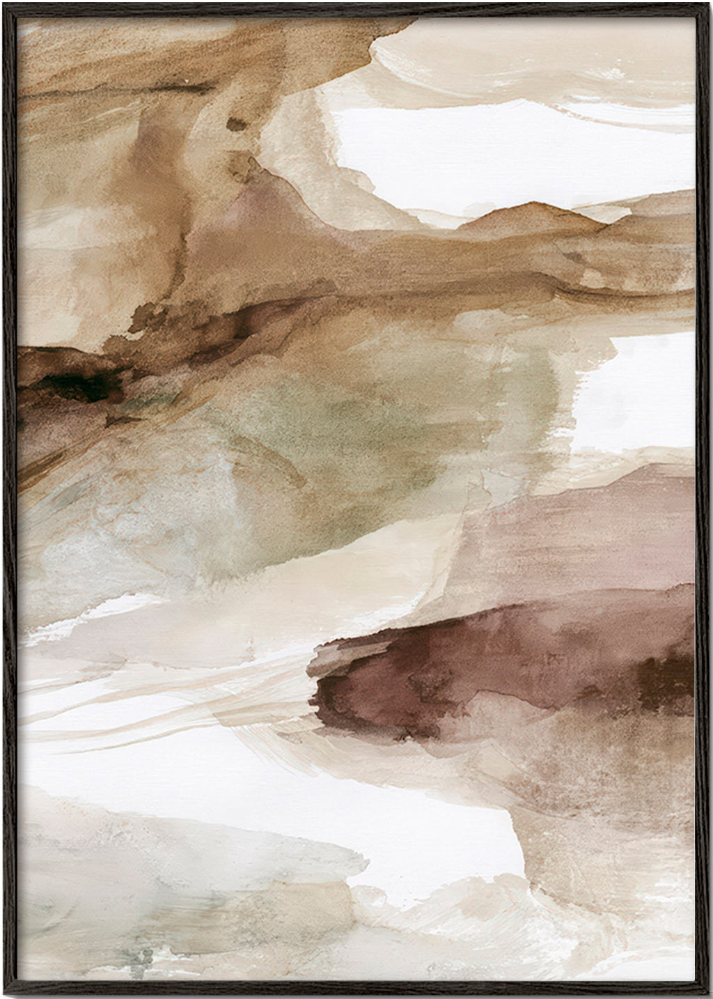 Cuadro abstracto de capas terrosas – Black Frame